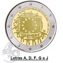 Alemanha 2€ 30 anos da bandeira 5 letras